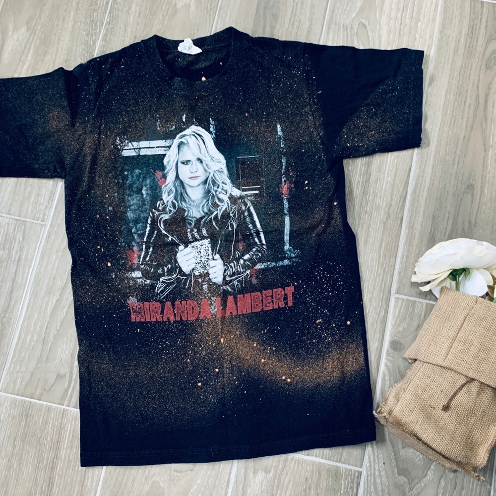 Miranda Lambert Black Band Tee Bleach Dyed